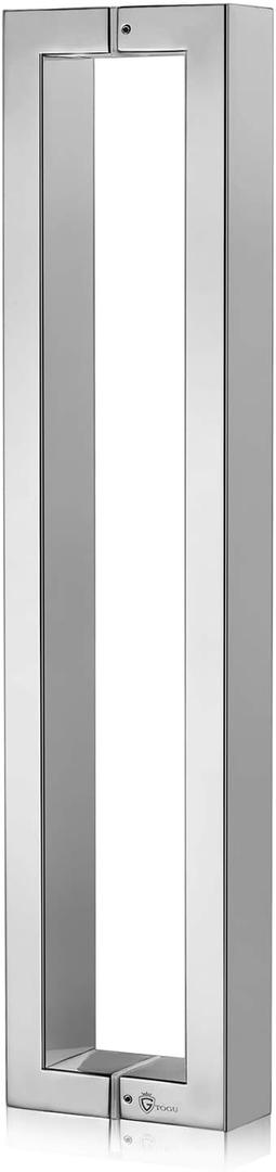 TOGU TG-R3825 Heavy Duty Commercial Grade 600mm/24 inches Square/Rectangle Shape Solid 1.2mm Thick Stainless Steel 304 Push Pull Door Handle, Mirror Polished Chrome Finish
