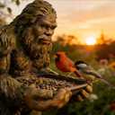 Bigfoot Bird Feeder, Garden Art Sculpture with Hidden Keyhole Hanger, Waterproof Outdoor Resin Statue for Tree/Wall Mount, Unique Wildlife Decor