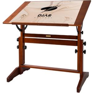 DJAR Adjustable Wooden Drafting Table, 35"x24" Walnut Drawing Desk for Art, Sketching, Painting & Writing