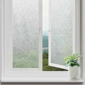 rabbitgoo Window Privacy Film Frosted Glass Film, Decorative Cling UV Sun Blocking Decals, Frosting Window Clings for Home Bathroom Door Coverings, 35.4 x 78.7 inches (Clear)