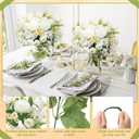 Tigeen 12 Bundles Peonies Artificial Flowers Faux Roses Silk Flowers Hydrangea Artificial Bouquet for Wedding Table Centerpiece Floral Vase Home Office Bridal Decor (Pure White)