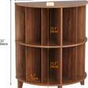 GiftGo 3-Tier Vinyl Record Storage Half Round Mid Century Vintage Player Table with Spacious Storage Turntable Stand Perfect for Living Room Bedroom (Walnut, L-27.5)