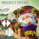 Hillban 6 Pack Plant Shade Umbrellas for Outdoor Plants 23.6" Large Garden Umbrella Shade for Potted Flower with Adjustable 40" H Sunshade Cover for Patio Garden Bed Flowers(Floral Pattern)