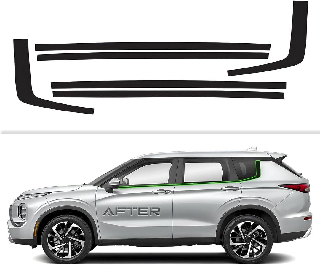 Side Window Chrome Delete Vinyl Wrap Overlay fit for 2022 2023 2024 Mitsubishi Outlander with Blackout Film Gloss Black Kits Accessories