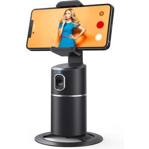 camrola Auto Face Tracking Phone Holder, No App Required, 360 Rotation Face Body Phone Tracking Tripod Smart Shooting Camera Mount for Live Vlog Streaming Video, Rechargeable Battery-Black