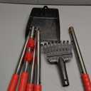 FUSBUNTY Pooper Scooper, Long Handle Dog Pooper Scooper, Heavy Duty Stainless Steel Rake with Tray & Spade Set for Pet Waste Removal, for Grass, Dirt or Gravel (Red)