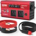 500W Power Inverter 12V DC to 110V/120V AC, Car Power Inverter for Vehicles with LED Display, Dual AC Outlets, 3X 2.4A USB and Type-C Port, 12 Volt Inverter Converter for Laptop, RV, Truck