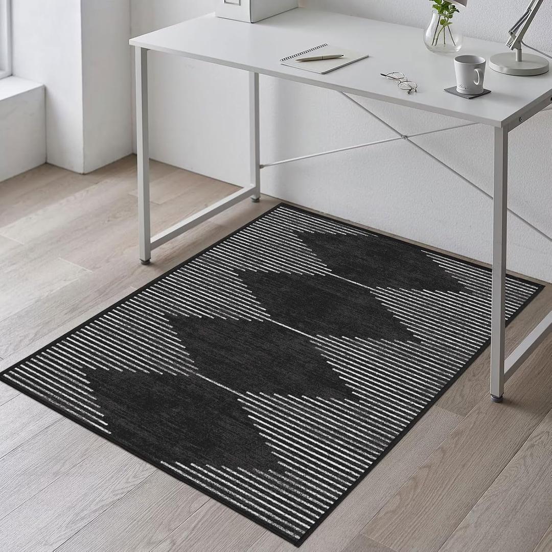 Office Chair Mat for Hardwood Floors, Durable 36"x55" Low-Pile Bohemian Stripe Desk Rug with Non-Slip Backing, Easy-Glide Computer Floor Protector for Rolling Chairs