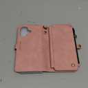 Defencase for iPhone 16 Magnetic Wallet Case Compatible with Magsafe with RFID Blocking Zipper Pocket & Card Holder for Women Men PU Leather Strap Detachable Case for iPhone 16 (6.1 inch), Rose Pink