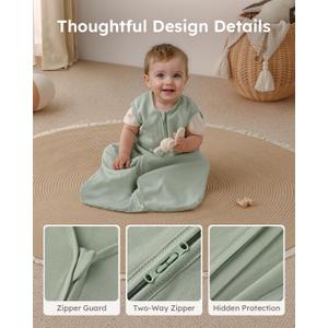 Yoofoss Baby Sleep Sack 0-6 Months Wearable Blanket for Babies 100% Organic Cotton 2-Way Zipper TOG 0.5 Toddler Sleeping Sack 2 Pack, Sleep Sacks, Assorte