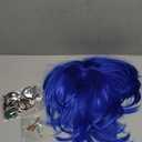 Blue Wig Costume Accessories Set with Dragonfly Hair Clip, Button Glasses, Key Necklace and Blue Gem Necklace for Halloween Cosplay