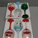 Boao Set of 6 Christmas Glasses 14.9oz Festive Santa Snowman Christmas Tree Drinking Goblets Cups Painted Xmas Gift Winter Glassware for Party Wedding Holiday(Red, Green, Santa)