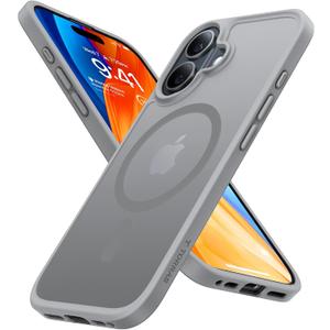TORRAS Magnetic Shockproof for iPhone 16 Case, Fit for MagSafe, 4X Military Grade Drop Protection Anti Scratch Protective Hard Back Plastic Slim Phone Case for iPhone 16 6.1 inch, Natural Titanium Grey