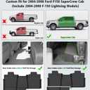 Floor Mats for 2004-2008 Ford F-150 SuperCrew Cab & for Lincoln Mark LT Crew Cab 2006-2008 All Weather TPE Floor Liners Custom Fit for 2008 F-150 1st & 2nd Row Anti-Slip Full Set Car Mats