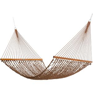 Original Pawleys Island Large Antique Brown DuraCord Rope Hammock – 13 ft. x 55 in., 2-Person, 450 lb Capacity, Oak Spreader Bar, Zinc-Plated Hardware, Handcrafted in the USA