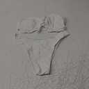 WDIRARA Women's Ruffle Knot Front Bandeau Bikini Set 2 Piece Strapless Swimsuit S, White