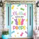 2 x Easter Door Cover, Happy Easter Bunny Door Decorations Chillin With My Bunny Egg Hanger Easter Front Door Banner Welcome Door Porch Sign Party Supplies