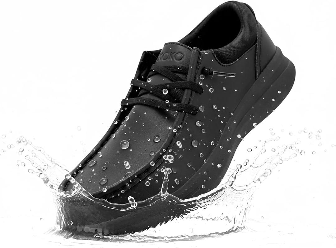 Work Shoes Water Resistant Walking Sneakers Zapatos Trabajo Waterproof for Food Service Chef Kitchen (10 Wide, Fk01 | Black)