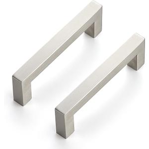 Ravinte 10 Pack 4 Inch Kitchen Square Cabinet Handles Satin Nickel Pulls Brushed Nickel Drawer Pulls Cabinet Hardware Kitchen Handles
