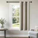 ChrisDowa Small Window Curtains 50 inches Long for Bedroom - Grommet Short Thermal Insulated Room Darkening Curtains for Kitchen (1 Panel, Beige, 29 x 50 Inch)