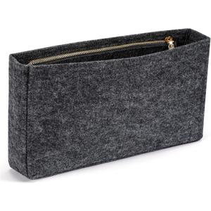 HyFanStr Small Purse Organizer with Zipper, Felt Insert Bag Organizer Handbag Tote Liner Pouch for Women (Gray)