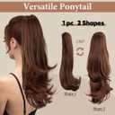 Clip in Ponytail Extension 18 Inch Pony Tails Hair Extensions for Women Long Straight Curly Tail Ponytail Hair piece Synthetic Fake Versatile Pony (Red Vino)