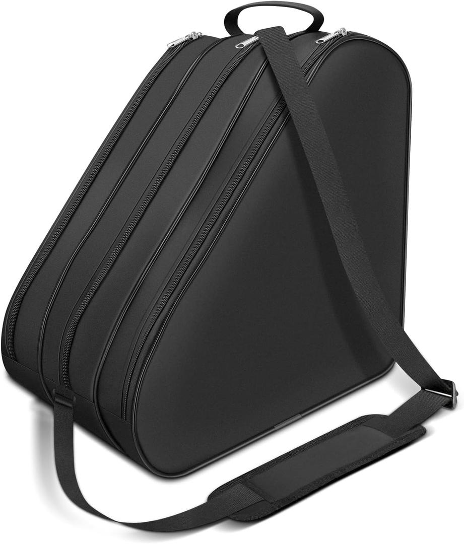 Roller Skate Bag, Three-Compartment Ice Skate Bag with Adjustable Shoulder Strap for Kids and Adults