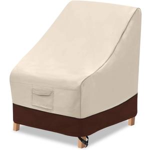 Vailge High Back Patio Chair Cover,Waterproof Outdoor Chair Covers,600D Heavy Duty Dining Cahir High-Back Chair Lawn Patio Furniture Cover - 35 L x 28W x 35" H , Beige & Brown (1 Pack)