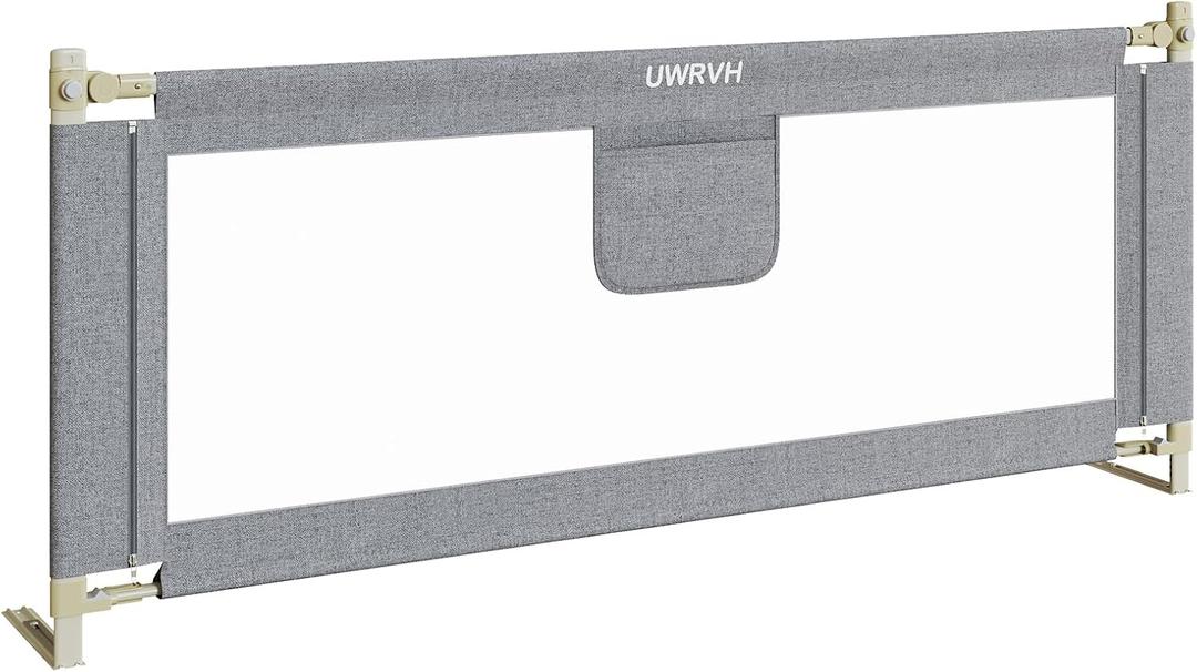 UWRVH Bed Rails for Toddlers，Toddler Bed Rails，Bed Rail for Baby - Adjustable Height Bed Guard with Child Safety Lock, Universal Fit for King/Full/Twin Beds (Grey, 1 Side 39Inch)