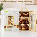 3-Tier Bread Box for Kitchen Countertop  Large Capacity Bread Storage for Homemade, Bamboo Farmhouse Counter Breadbox Organizer with Acrylic Window, Adjustable, Carry Handle