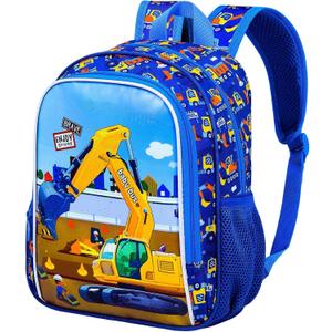 13" Toddler Backpack for Boys, Excavator Bookbag for Preschool Kindergarten(Blue)