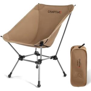 Camptime Portable Camping Chair Plus, Larger & Roomier, Compact and Lightweight, Folding Chair for Backpacking & Hiking, 330Lbs Capacity, Khaki