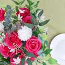 JUSMAI 50pcs Hot Pink Roses Artificial Flowers Real Touch Fake Flowers with Long Stems Silk Flowers for Wedding Bouquet Centerpices Decorations Party Bridal Baby Shower Home Decor