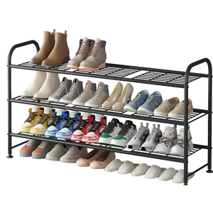 Shoe Rack 3 Tier Long Metal Shoe Organizer for Closet Entryway Black