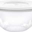 PLASTICPRO Disposable Round Crystal Clear Serving Bowls With Lids - Party Snack or Salad Bowl, Plastic Chip Bowl, Candy Dish (2, 96 OUNCE)