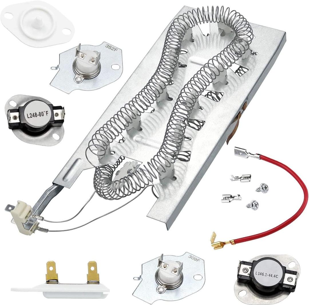 WP3387747 3387747 Dryer Heating Element KitCompatible With Whirlpool Cabrio Kenmore He2 Kenmore Elite He3 Maytag Dryers GEW9250PW0 GEQ9800PW1 WD05X30818 GEQ9800PW2 GEQ9800PW1 MEDB835DW4 By TOMOON