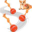 Interactive Dog Ball Random Path Electric Automatic Moving and Rolling Dogs Toy with Rope Dog Squeaky Ball for Large Puppy Dogs for Boredom Relief
