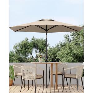 7.5FT Outdoor Patio Umbrella, Outdoor Table Umbrella, Market Umbrella with Push Button Tilt and Crank, 6 Sturdy Ribs UV Protection Waterproof for Garden, Deck, Backyard, Pool, (Tan)