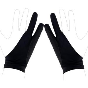 Two-Finger Artist Glove for iPad & Drawing Tablet, 7.09x2.76in Art Gloves Black Digital Drawing Palm Rejection Glove for Right Hand and Left Hand, Sketching, Inking & Graphic Art Accessories (Small)