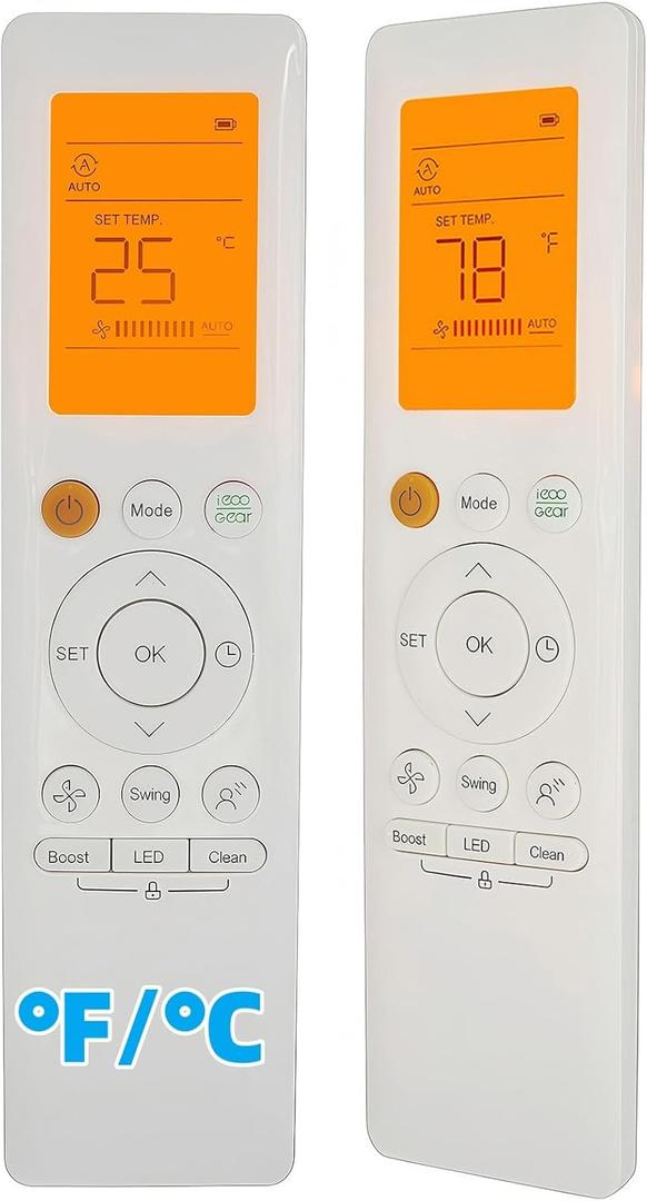 Replacement AC Remote Control Compatible for Senville Aura A/C Air Conditioners (Fahrenheit Display and Backlit)