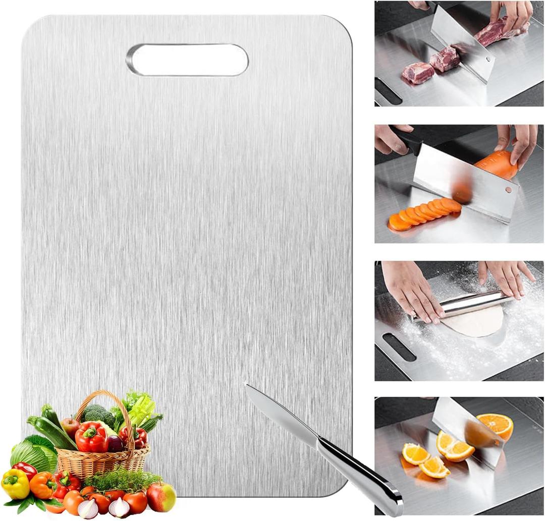 Titanium Cutting Board-2025 Top Titanium Cutting Boards for Kitchen/Double Sided Titanium Cutting Mat,Stainless Steel Food Grade Cutting Boards,Stainless Non Stick Chopping Board11.81*17.91in
