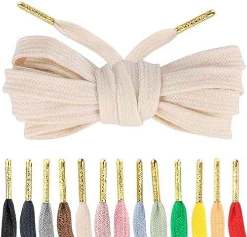 Loop King Shoe Laces- Premium Flat Cotton Laces for Sneakers with Gold Tips - Perfect for Athletic Adults and Kid Size 36"