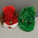 Music Swinging Electric Christmas Hat 2-Pack - Dancing Tree Hat & Reindeer Antlers Hats with Singing and Dancing Interactive Features, Plush Santa Hats for Adults & Kids