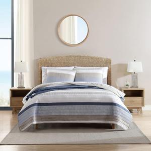 Nautica - Twin Quilt Set, Cotton Reversible Bedding with Matching Sham, Dorm Room Essentials (Galewood Blue, Twin)