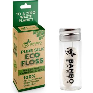 Biodegradable Mint Dental Tooth Lace Floss With Refillable & Reusable Glass Holder - 100% Organic Natural and Compostable Teeth Silk Spool Waxed With Candelilla Wax & Eco-Friendly Zero Waste Packaging