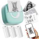 Cabaro Mini Printer Sticker Thermal Printer with 2 Rolls Paper, Bluetooth Portable Phone Print Pods,Study Sticker Maker for Pictures, Photos, Journals, DIY, Compatible with Phone & Tablet