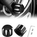 PBYMT Black Front Axle Nut Cover Cap CNC Aluminum Compatible for Harley Davidson Touring Road King Street Glide Electra Glide Softail Sportster Iron 883 Fat Boy 2002-2024
