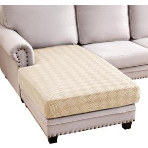 Deep Dream Couch Cover 1 Piece Chaise Lounge Cover Sectional Couch Cushion Covers Separate L Shape Sofa Slipcovers Furniture Protector for Dogs Pets (Chaise Cover, Beige)