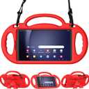 Kids Case for Samsung Galaxy Tab A11 2025 / A9 8.7 Inch 2023 (SM-X110/X115/X117) & Galaxy Tab A7 Lite 8.7 Inch 2021, with Shoulder Strap, Shockproof Handle Stand Cover for Galaxy 8.7", Red