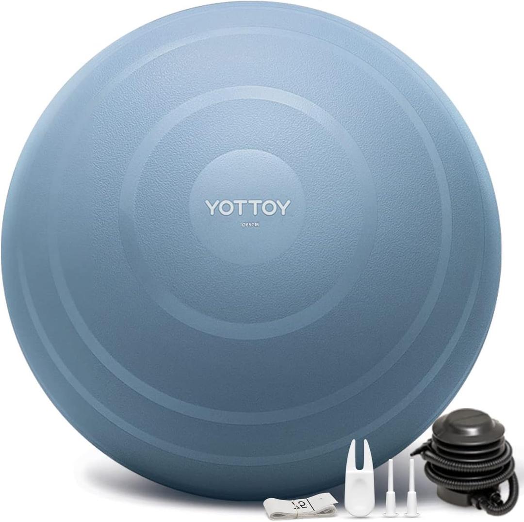 YOTTOY Anti-Burst Exercise Ball for Working Out, Yoga & Pregnancy, Extra Thick Workout Ball for Physical Therapy & Fitness (18IN/48-55cm, blue)